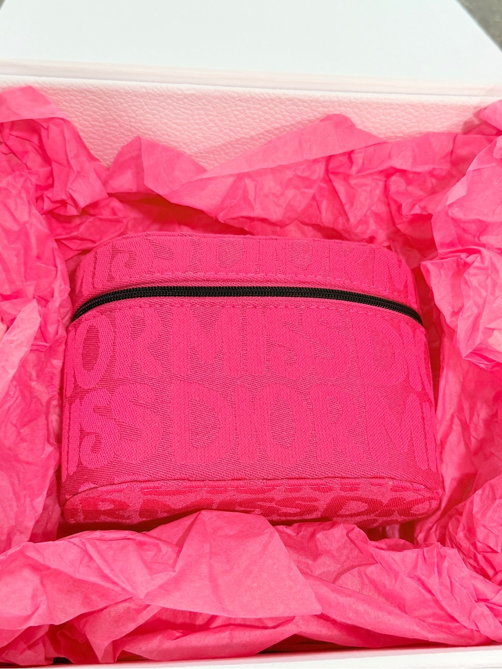 Dior Hot Pink Logo Train Case with Dior Branded Gift Box - Picture 3 of 7